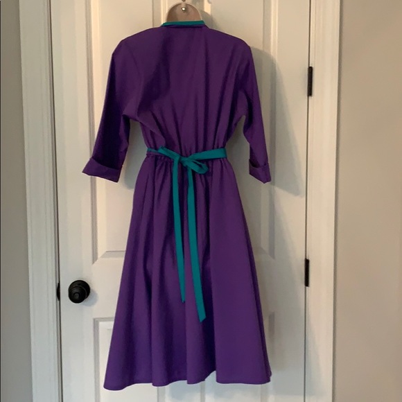 VINTAGE WILLI PURPLE/TURQUOISE SHIRT DRESS SZ10 - Picture 5 of 8